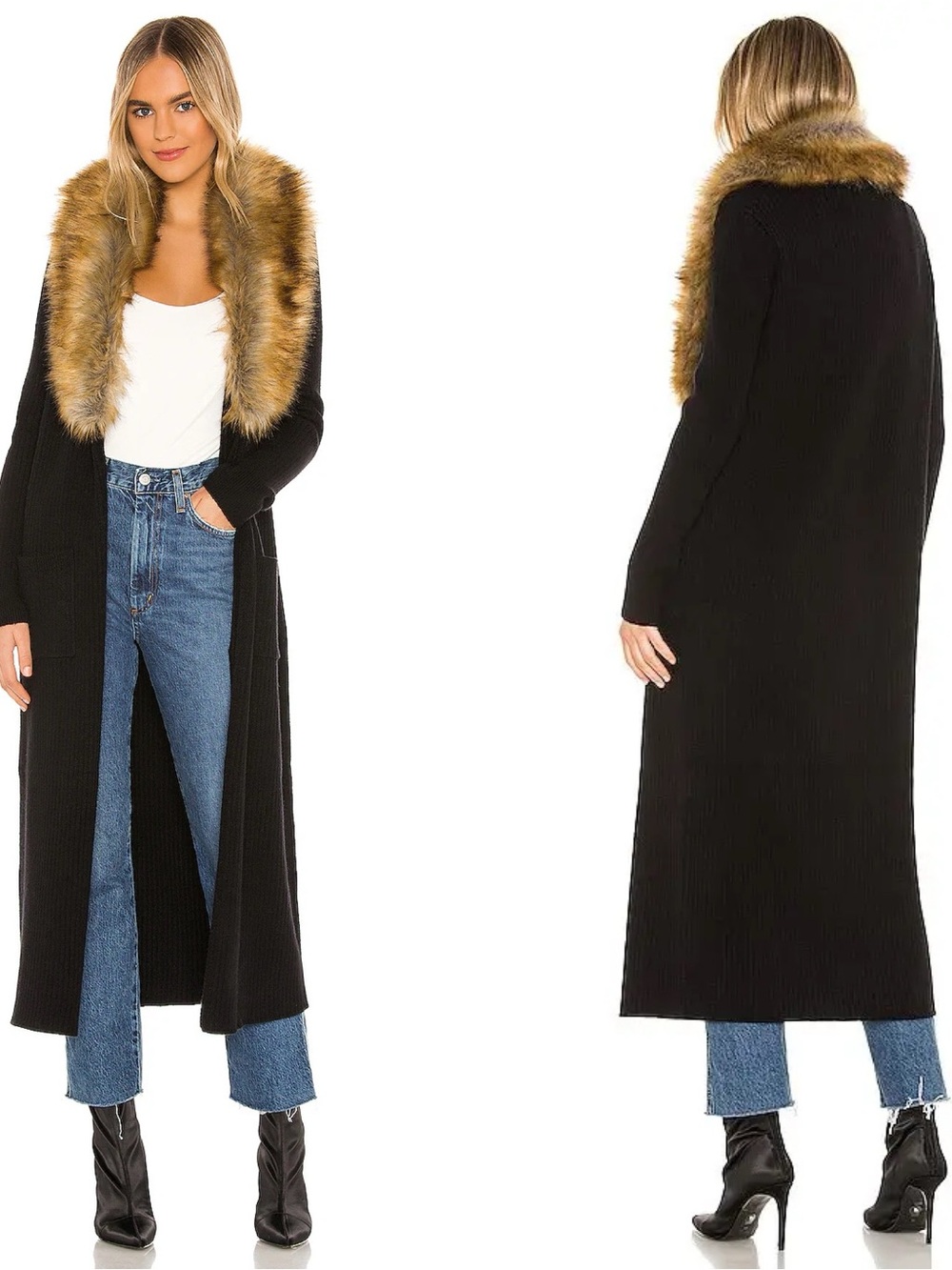 Show Me Your MuMu Lombardi Long Cardigan With Faux Fur